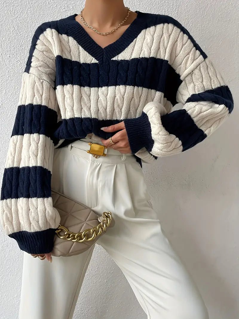 VORINAStriped V - Neck SweaterSweater