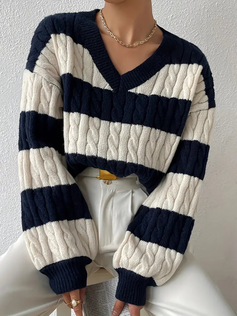 VORINAStriped V - Neck SweaterSweater