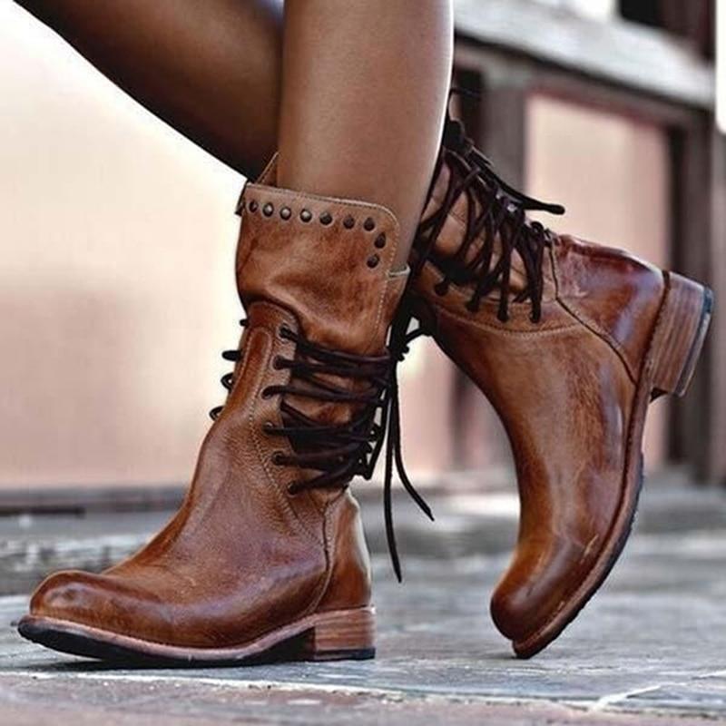 VORINAVintage Lace - Up Leather Bootsboots