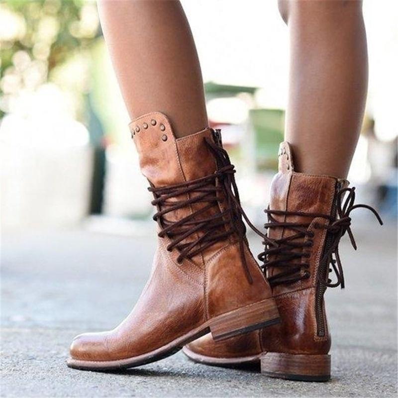 VORINAVintage Lace - Up Leather Bootsboots