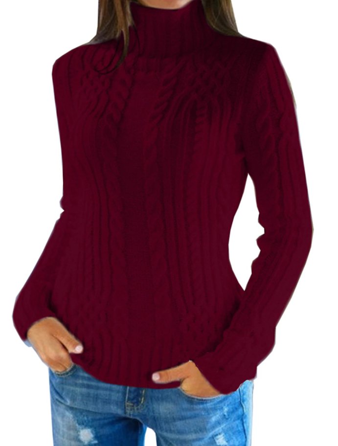 VORINAWhite Cable Knit Turtleneck SweaterSweater